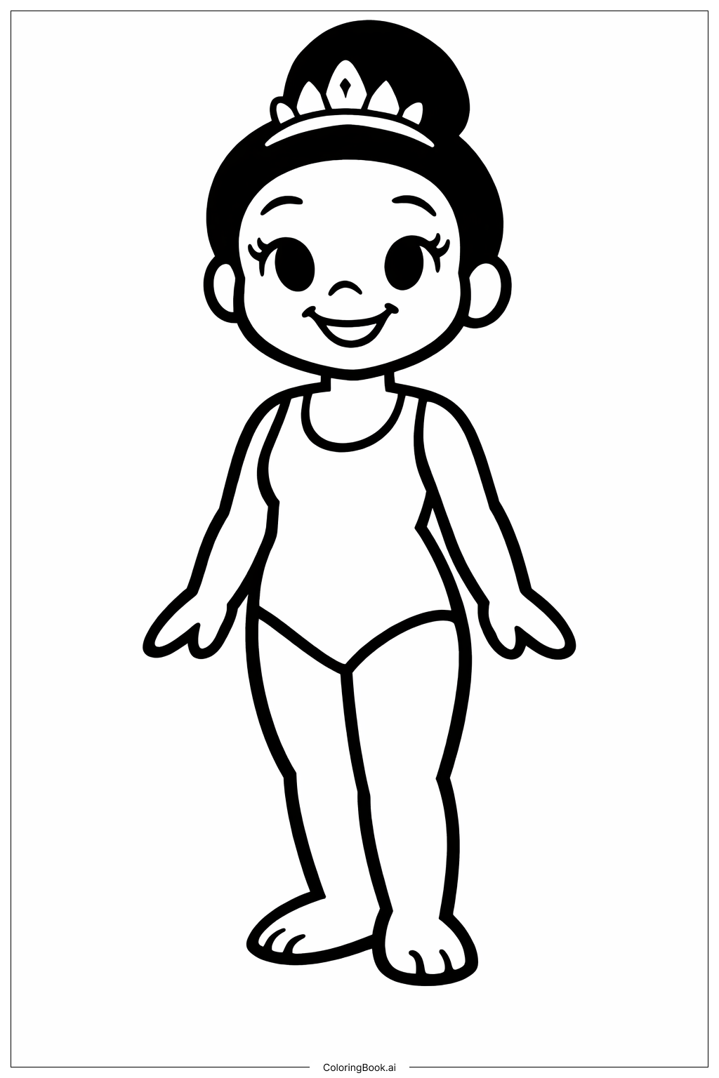  Page de coloriage Tiana en maillot de bain 