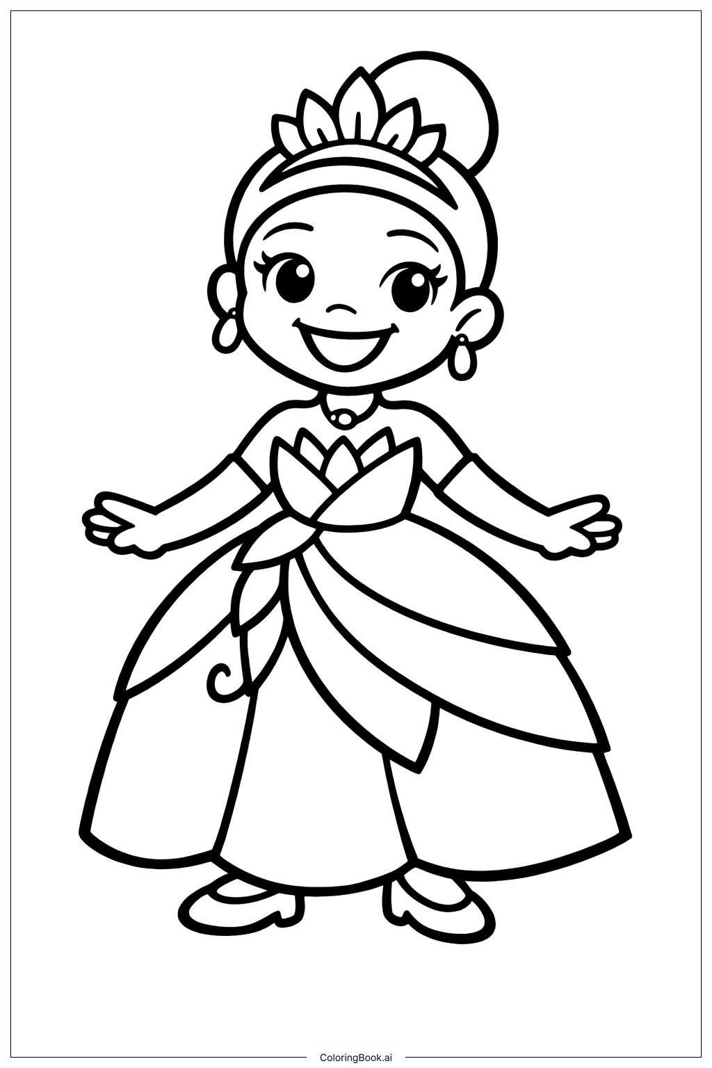  Page de coloriage Tiana Souriante 