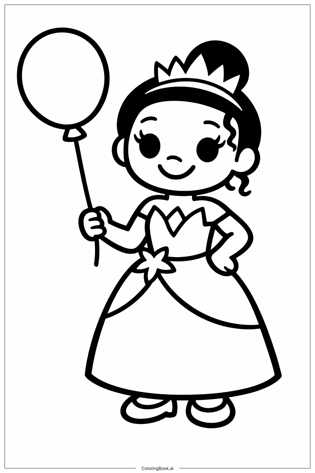  Page de coloriage Tiana avec ballon 