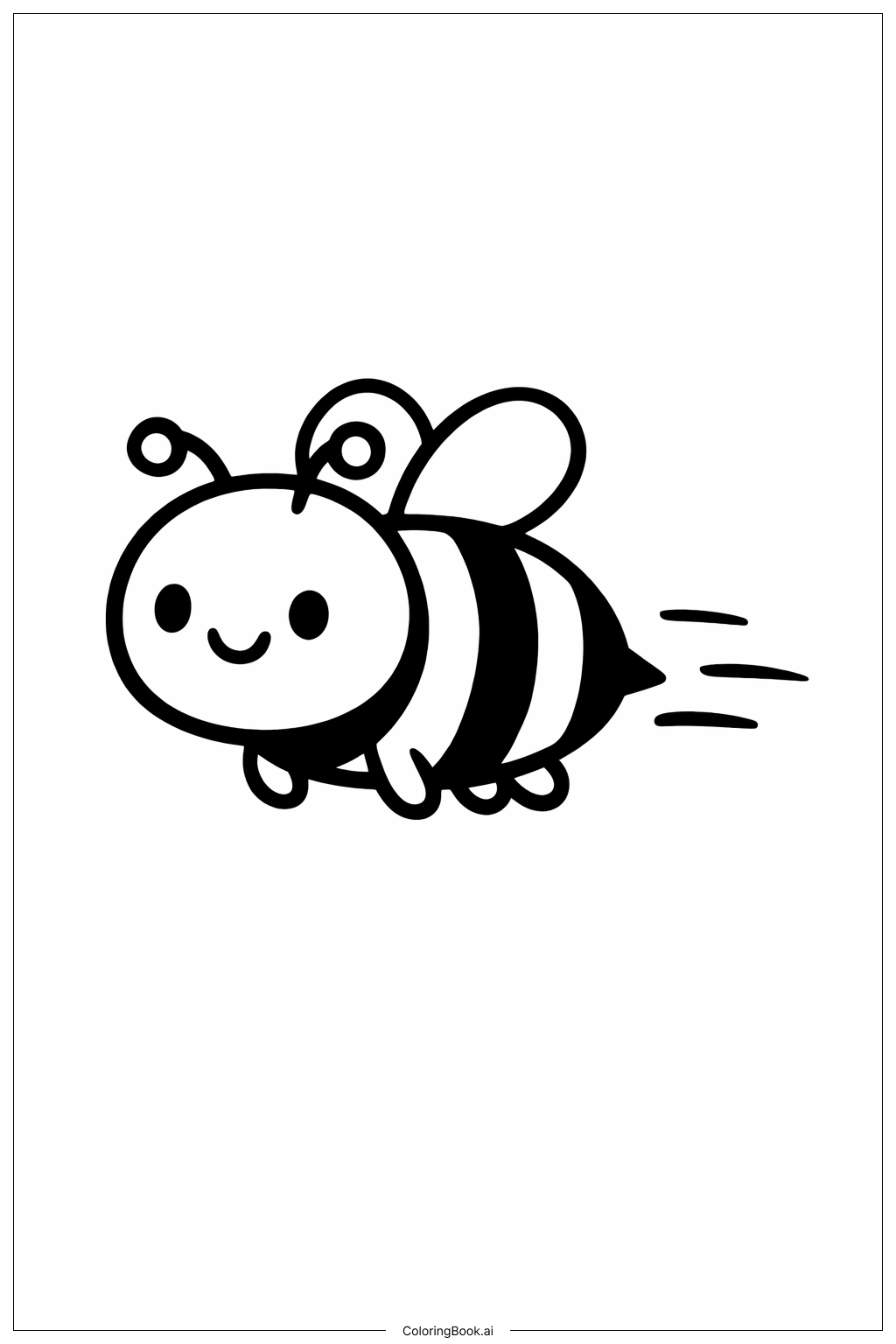 Tiny Bumblebee Flying Coloring Page