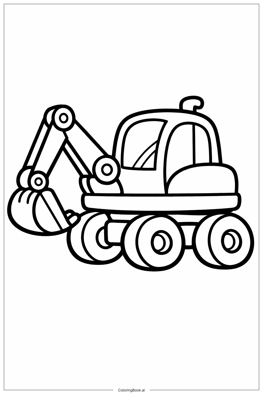 小型挖掘机卡通图填色页