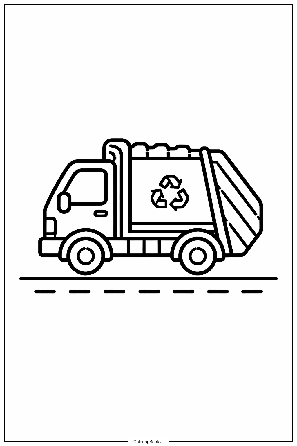  小さなゴミ収集車の道路の塗り絵ページ 