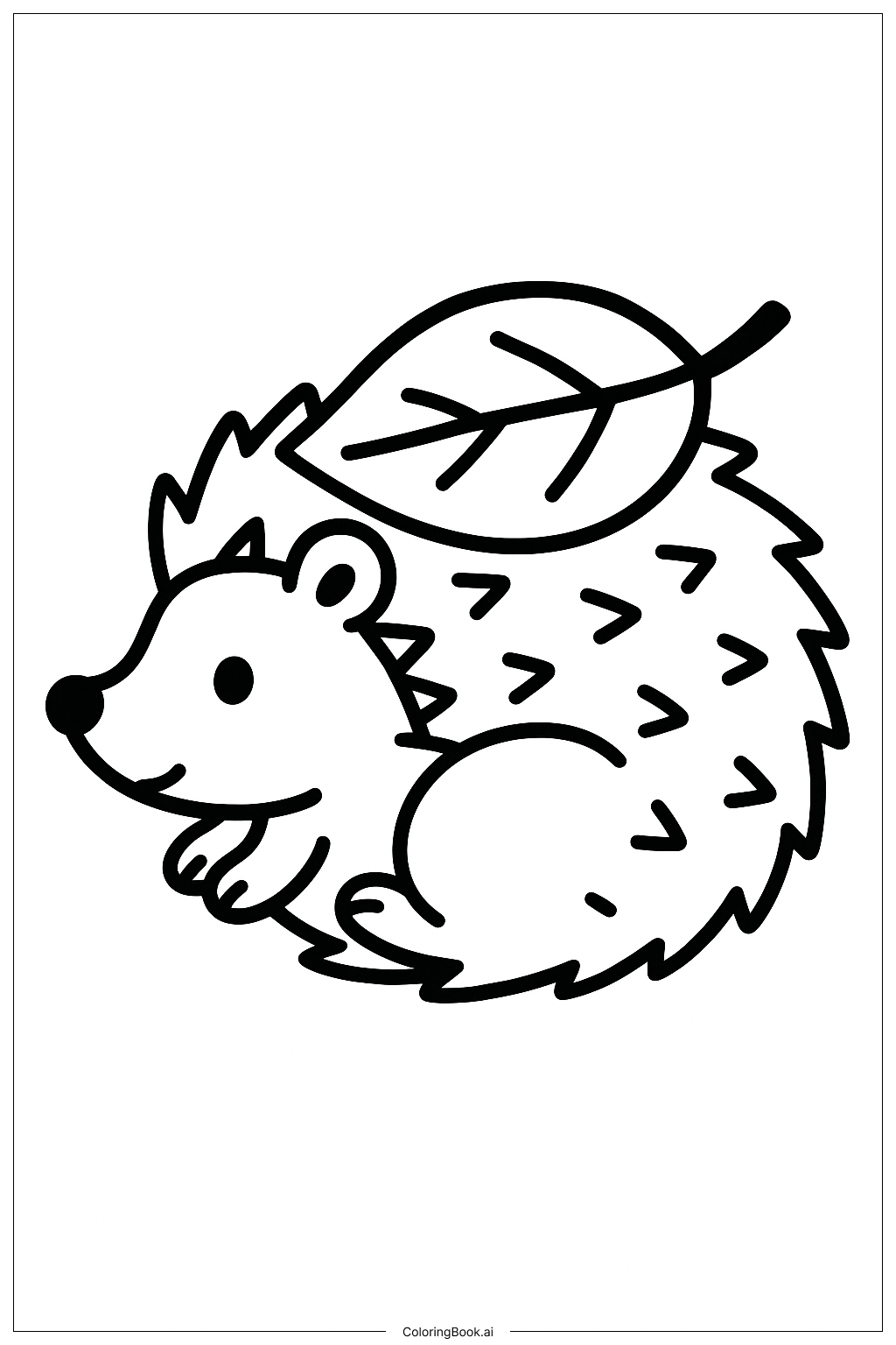 Página para colorir de Ouriço Pequeno e Folhas de Outono