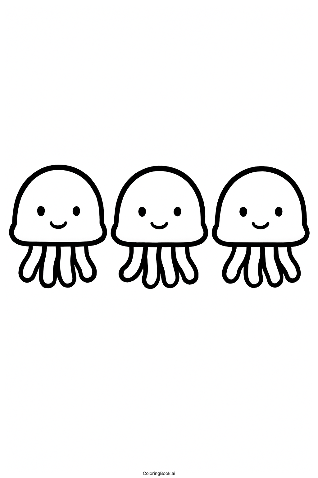  Page de coloriage Petit Trio de Méduses 