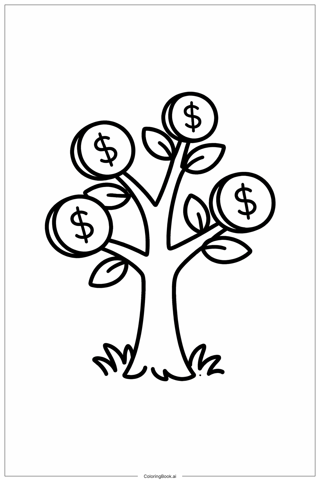  小钱树填色页 