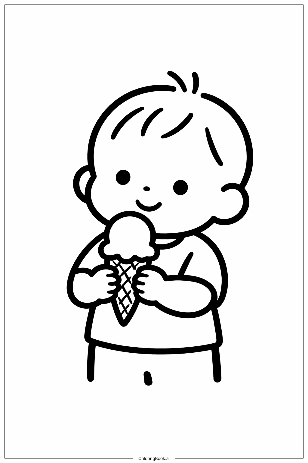 Trang tô màu Trẻ nhỏ đang ăn kem