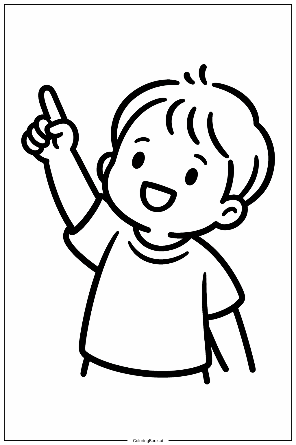 Trang tô màu Trẻ Nghỉm Chỉ Lên Trên