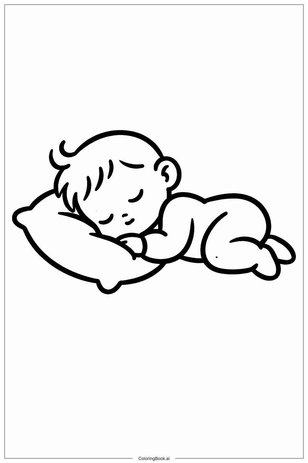  Página para colorir de Criança Dormindo Tranquilamente 