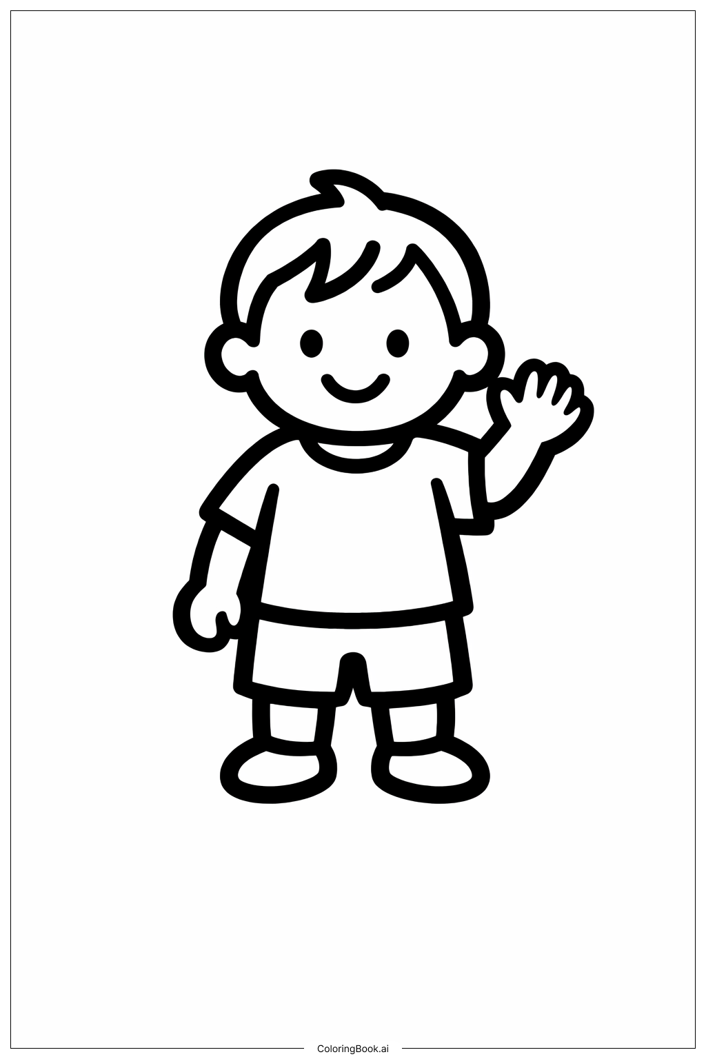  Página para colorir de Criança acenando 