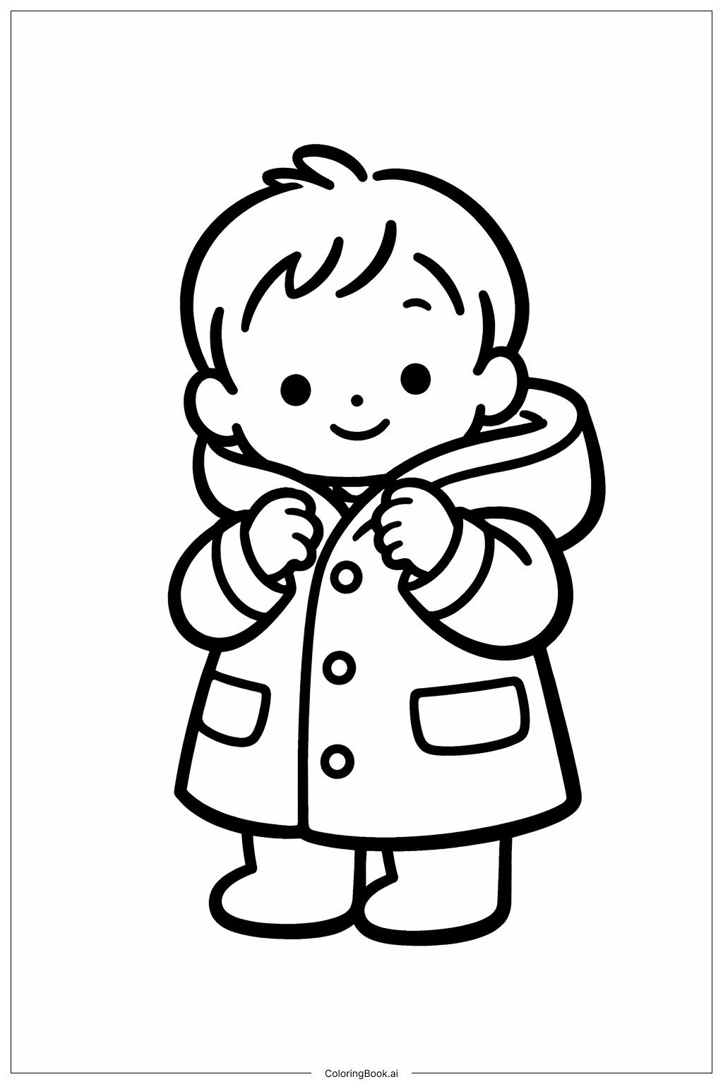 Trang tô màu Trẻ Mẫu Giáo Mặc Áo Mưa