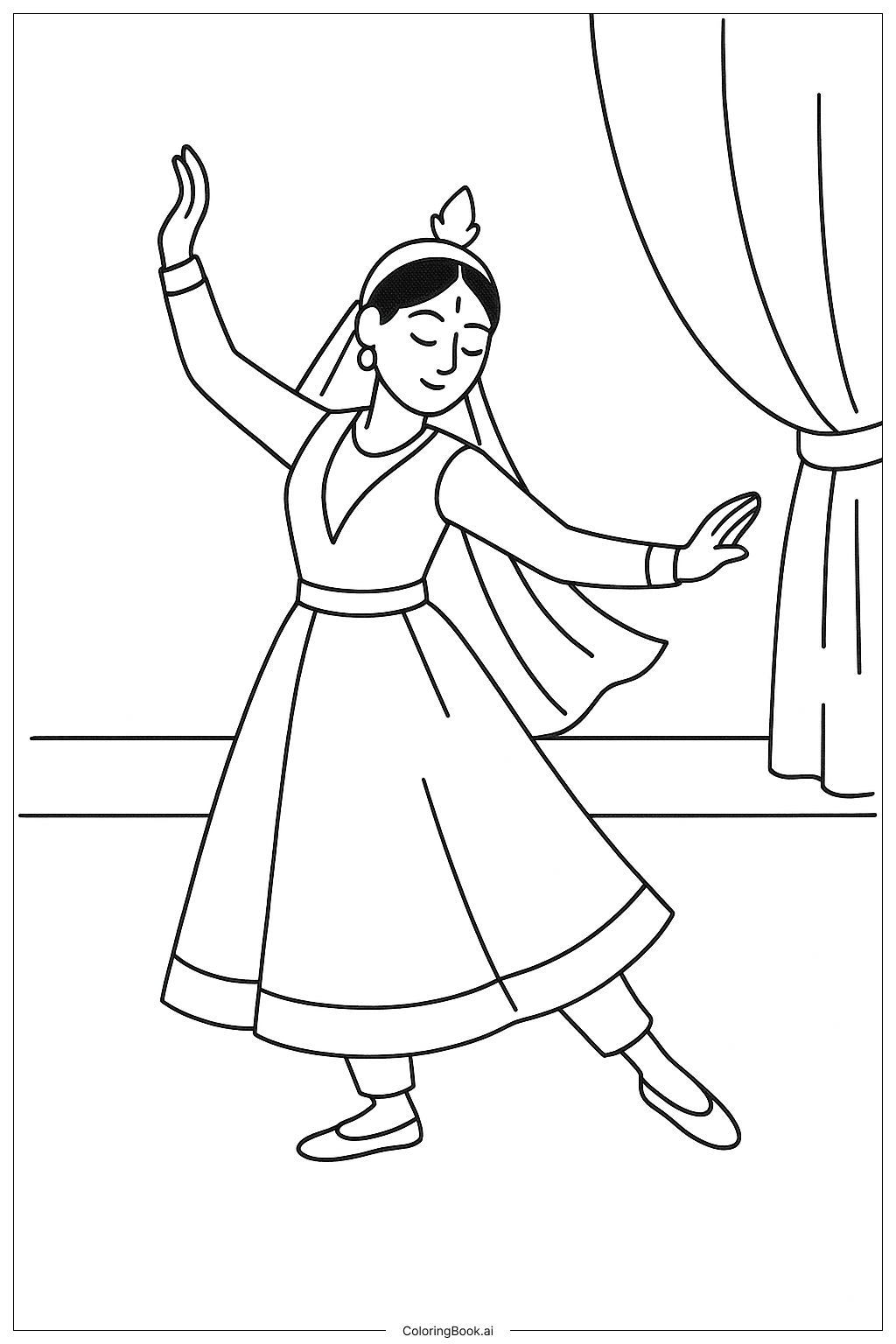  Page de coloriage Tenue de danse traditionnelle 