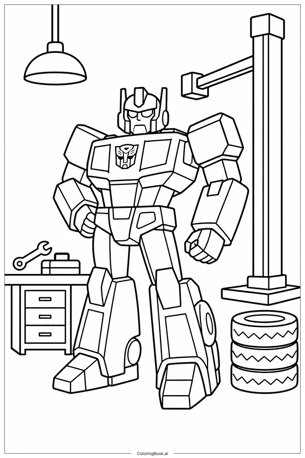  Trang tô màu Xưởng Sửa Chữa Garage Transformers 