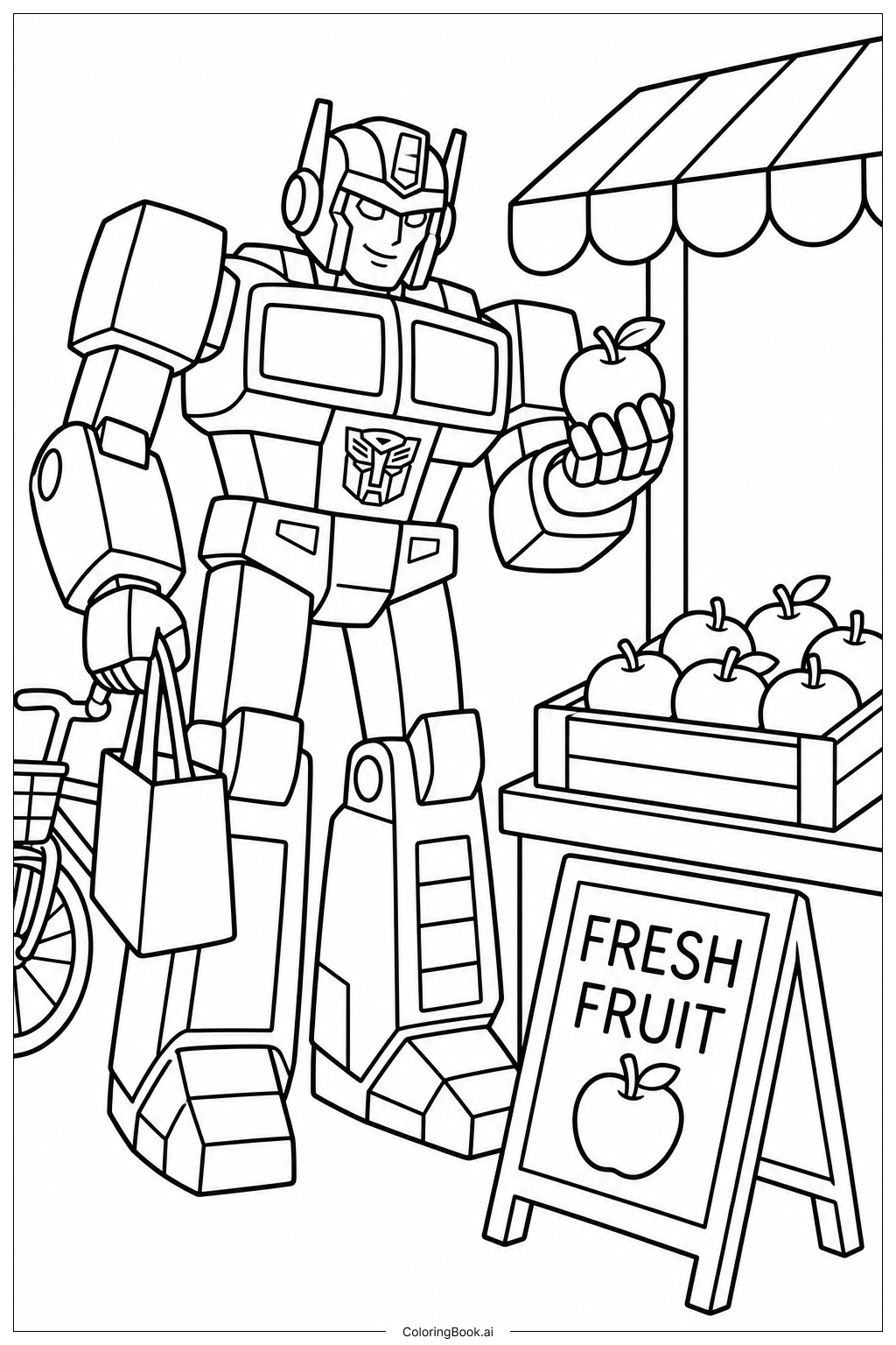  Trang tô màu Transformers Chạm Trán Trên Phố Chợ 