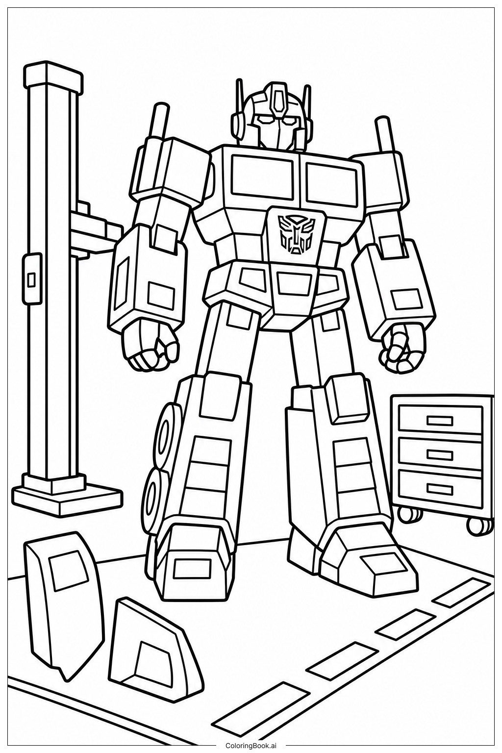  Trang tô màu Trạm Bảo Trì Đường Ray Transformers 