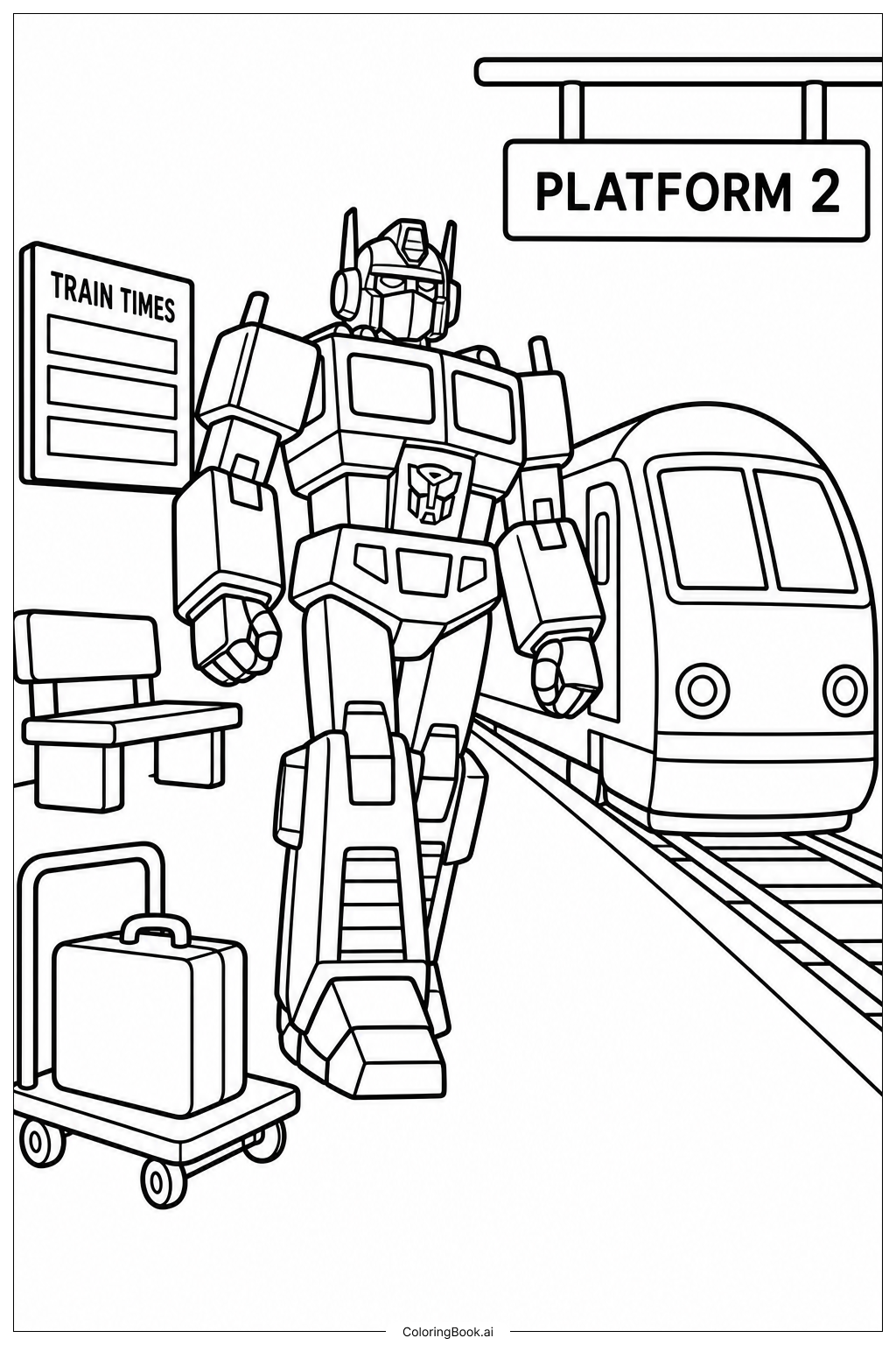  Trang tô màu Transformers Đến Ga Tàu 