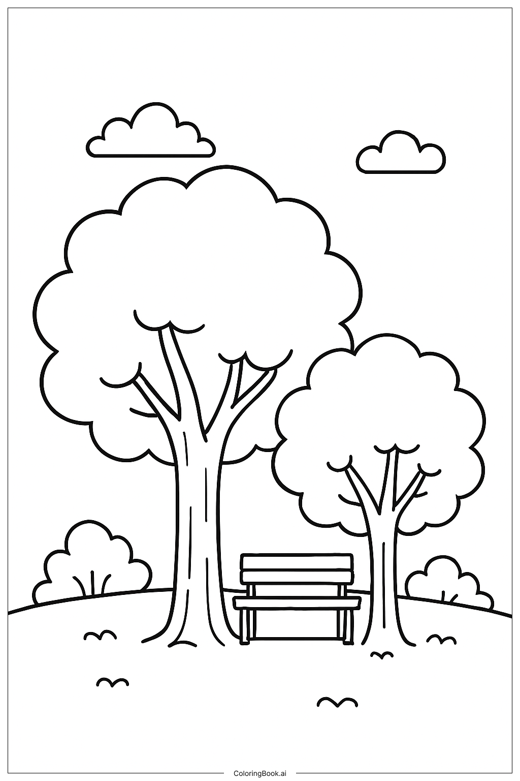 Página para colorir de Família da Árvore no Parque