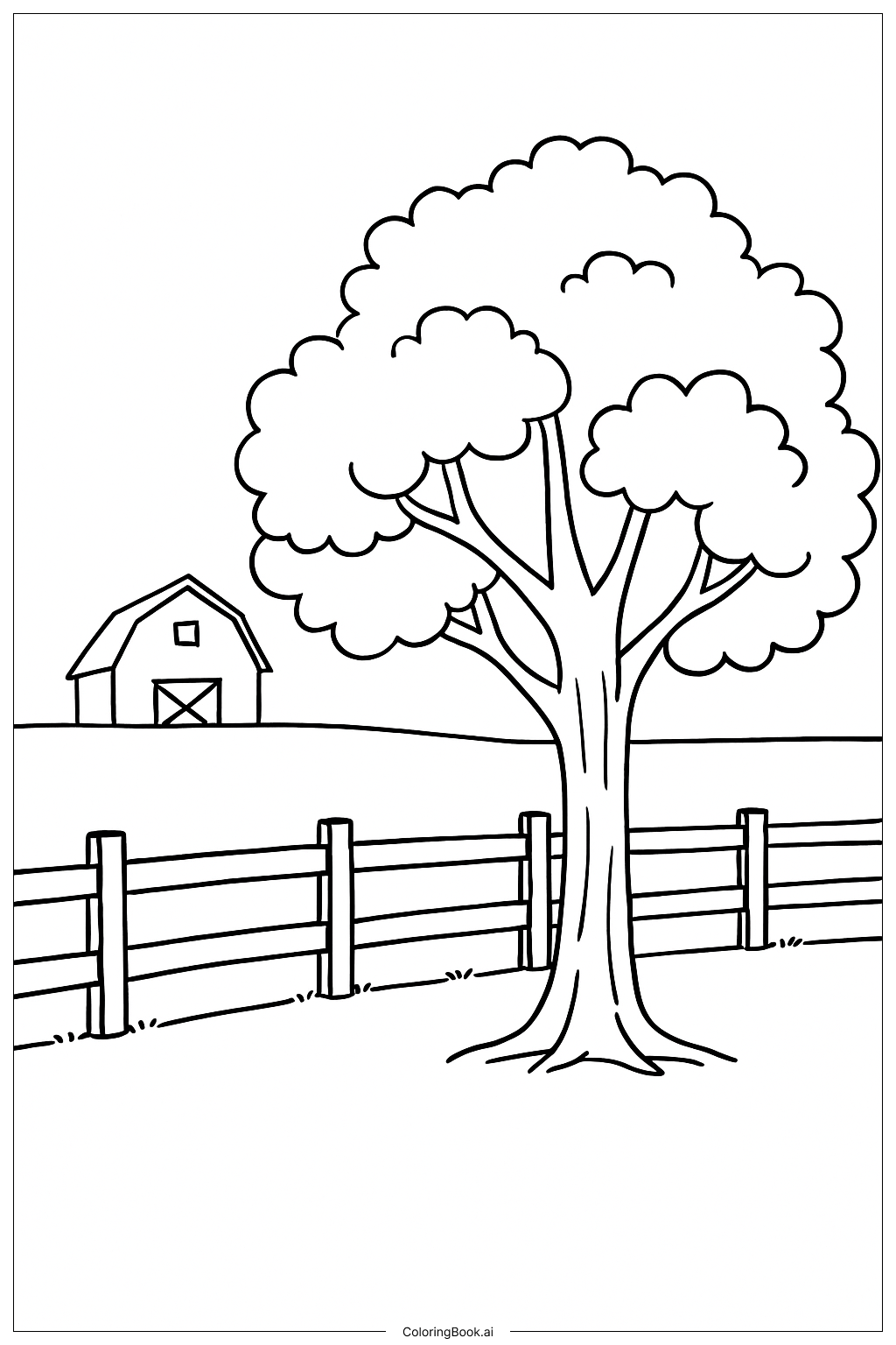 Árvore Perto da Cerca da Fazenda