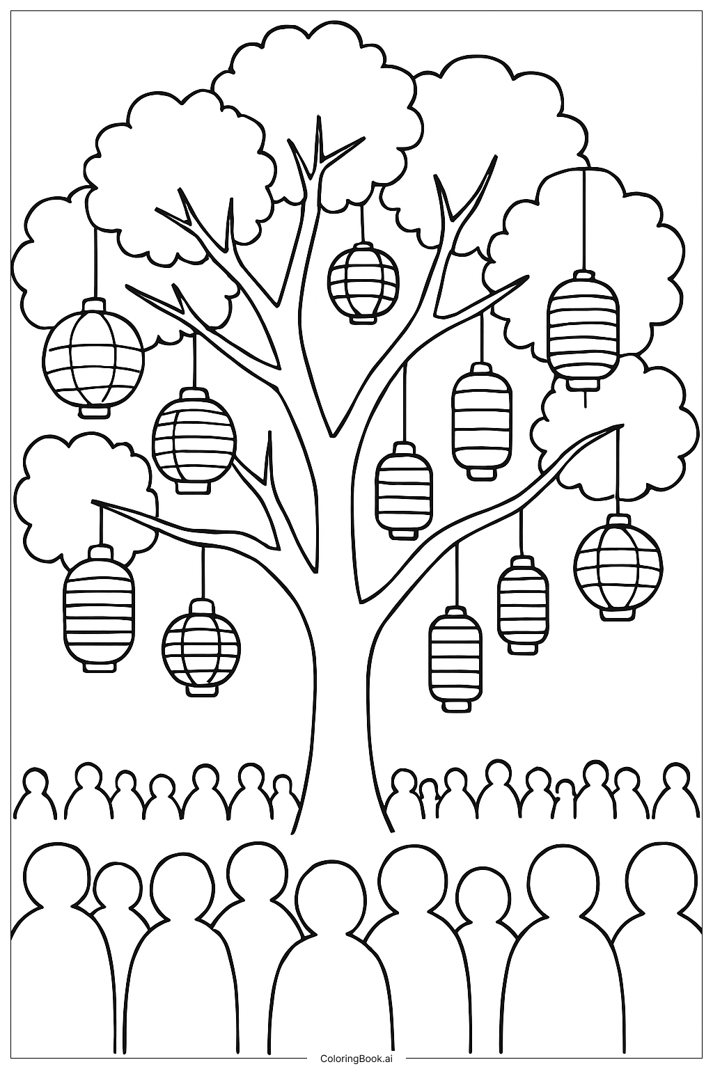 Árvore com Festival das Lanternas