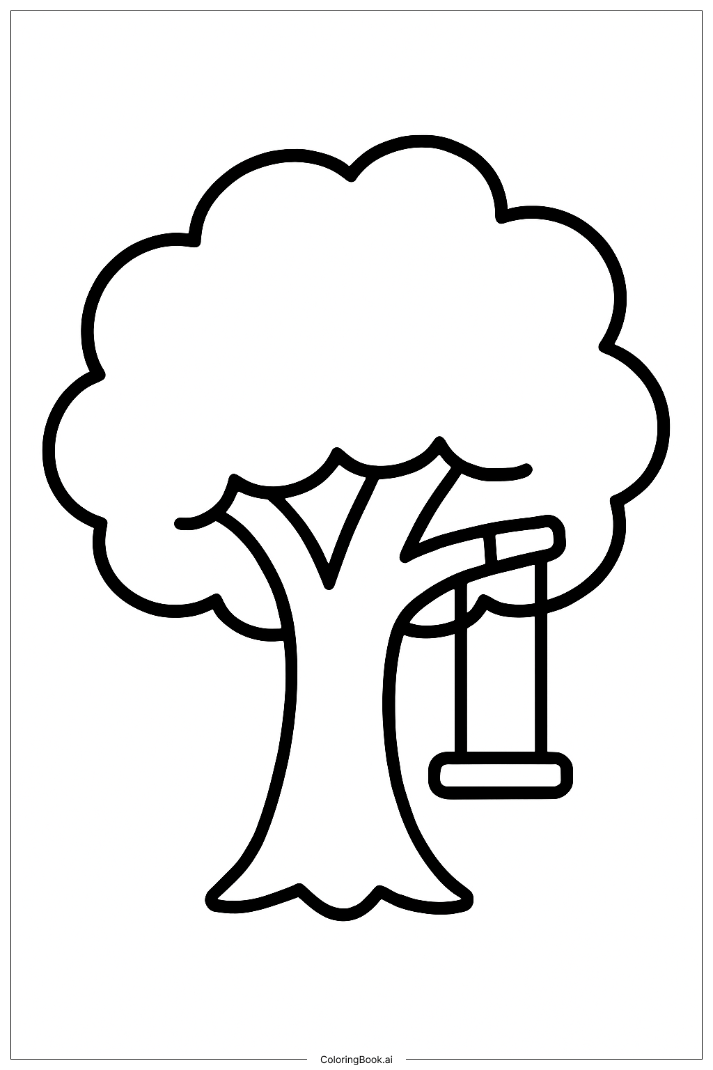 Página para colorir de Árvore com Balanço