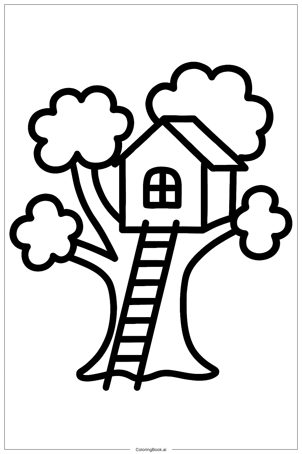 Página para colorir de Árvore da Casa na Árvore