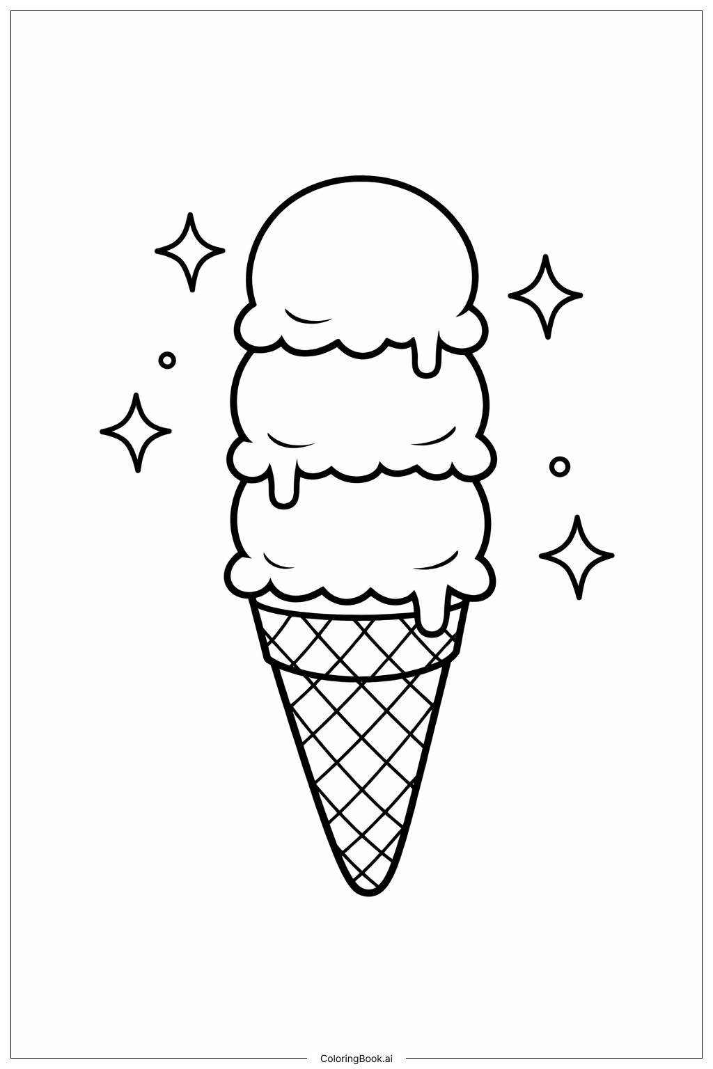  Triple-Scoop-Eistüte Ausmalseite 