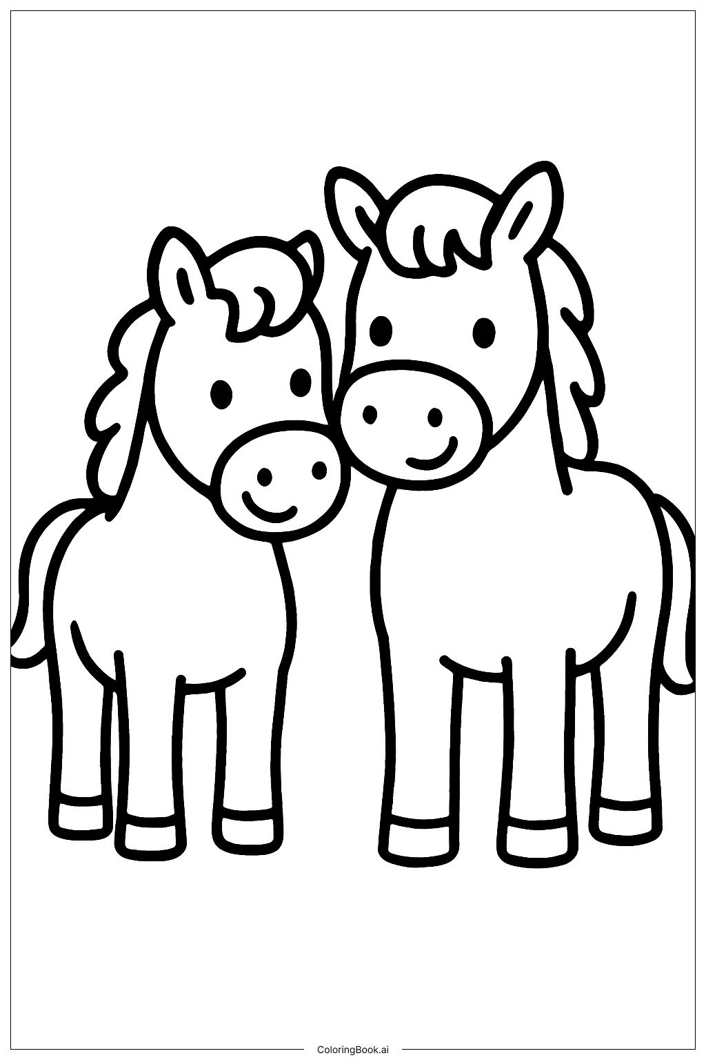  Trang tô màu Hai Con Ngựa 