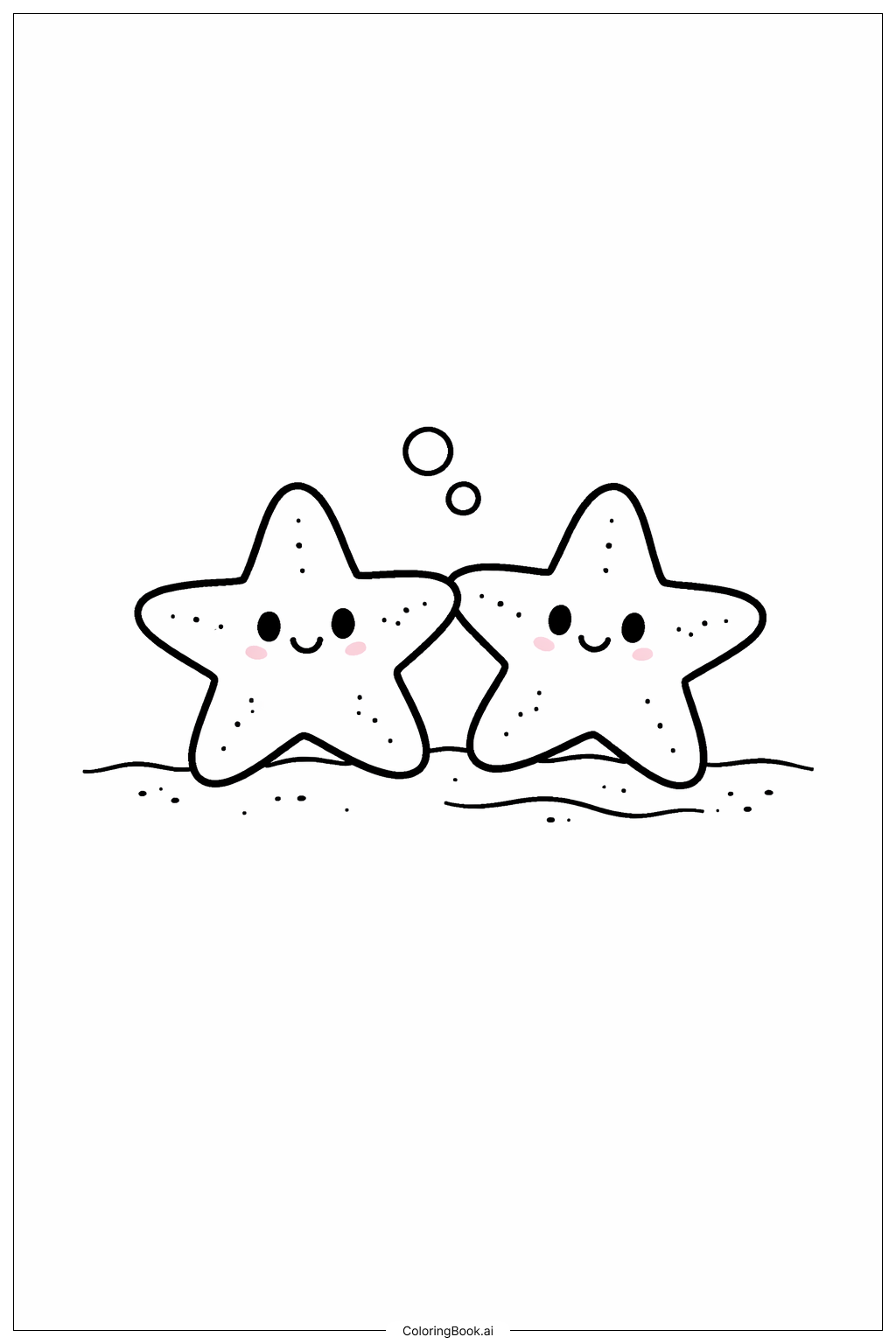 두 해변 불가사리 친구들 색칠공부 페이지