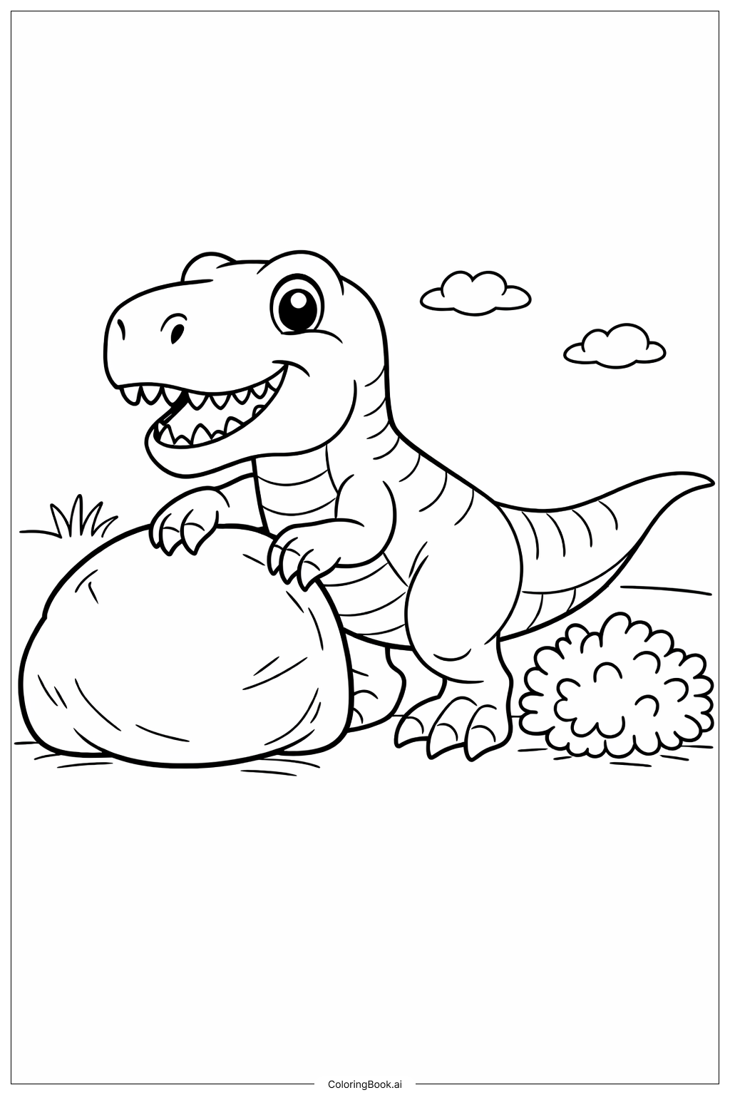  Trang tô màu Khủng long bạo chúa và Đá 