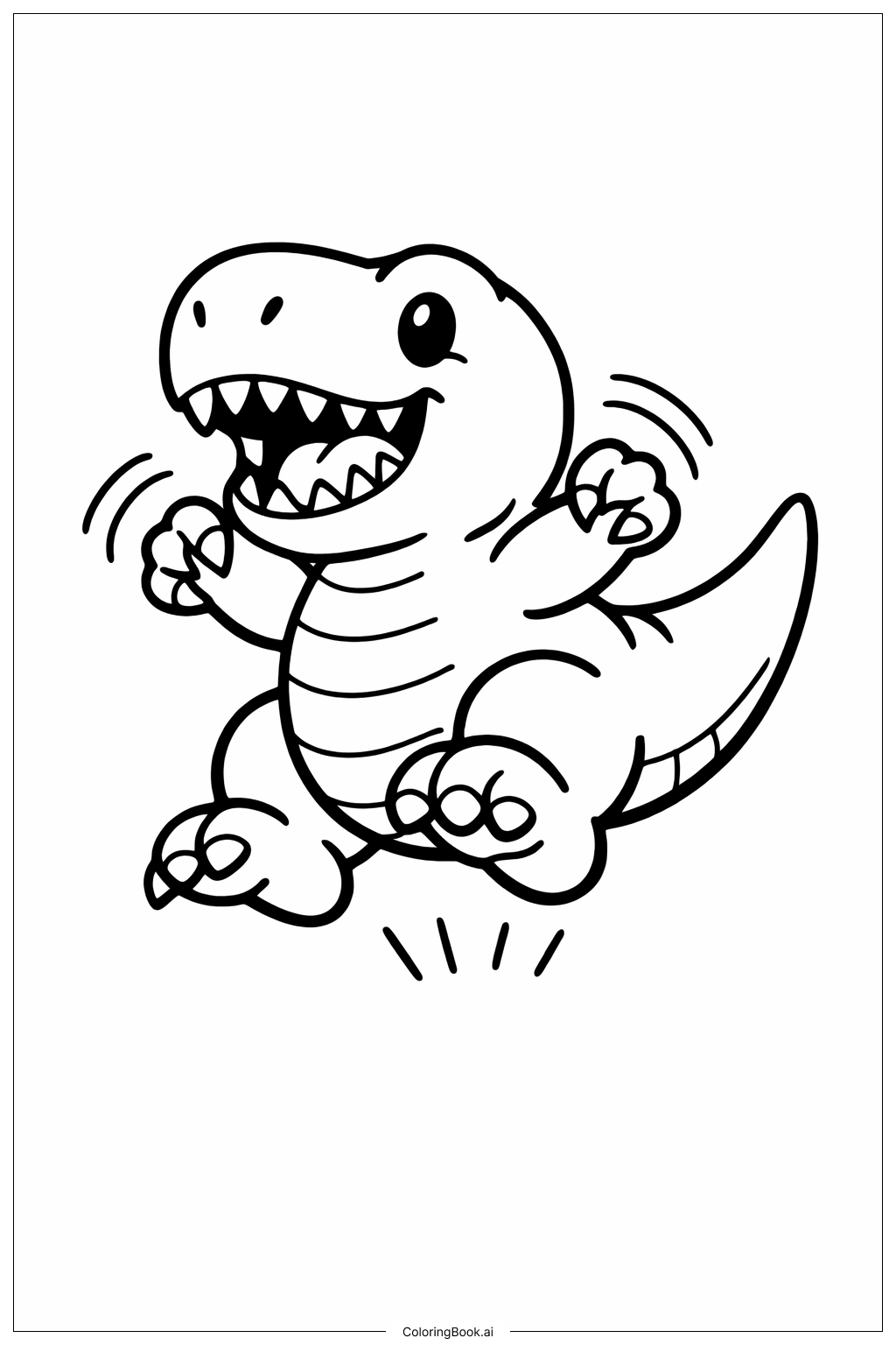  Trang tô màu Khủng long Tyrannosaurus Rex nhảy 