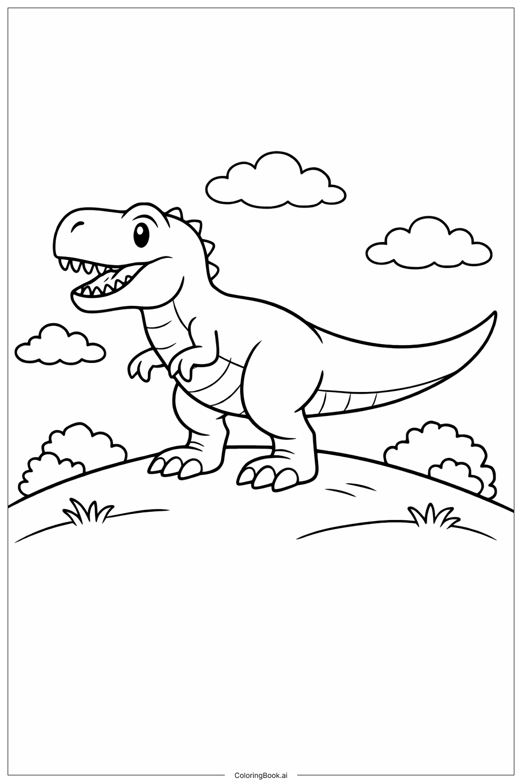  Trang tô màu Tyrannosaurus Rex Trên Đồi 