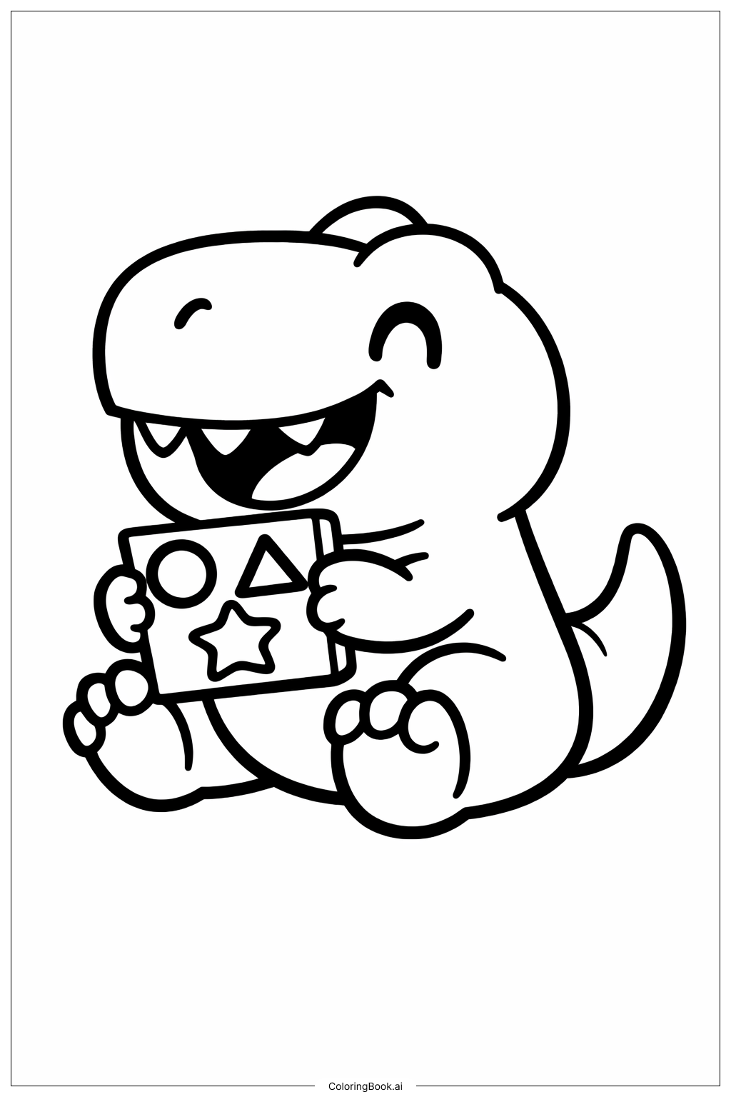  Trang tô màu Khủng long Tyrannosaurus Rex đang chơi 