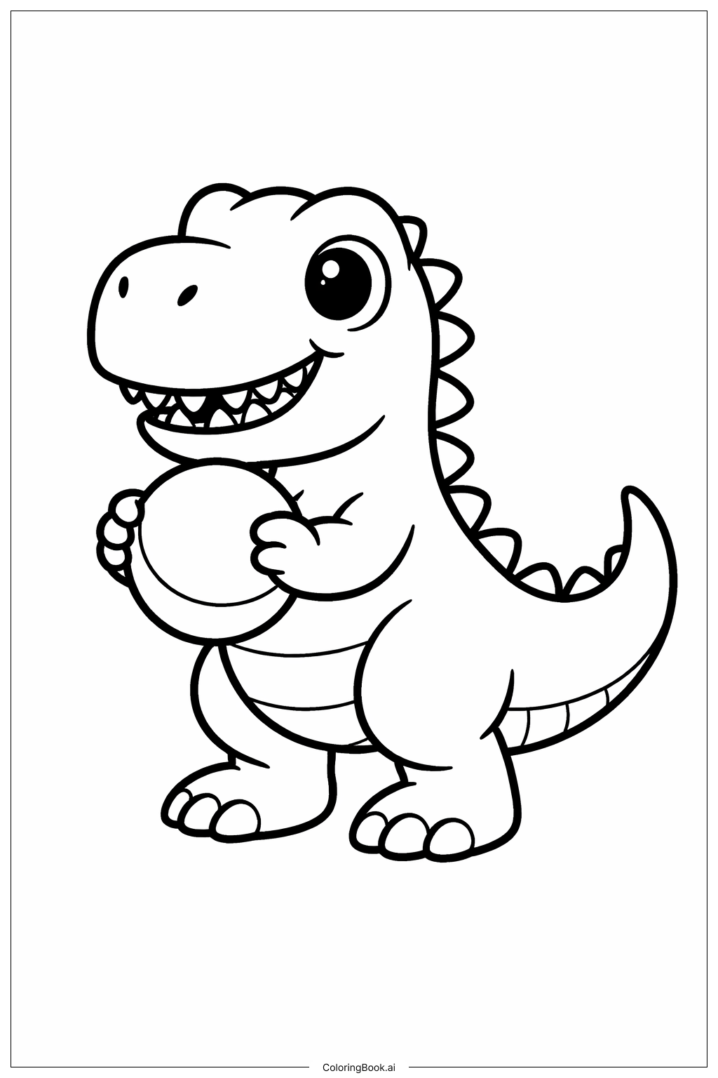  Trang tô màu Khủng long bạo chúa T-Rex với quả bóng 