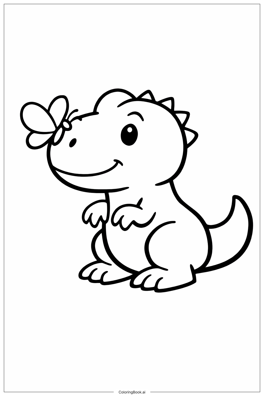  Trang tô màu Khủng long bạo chúa với bươm bướm 