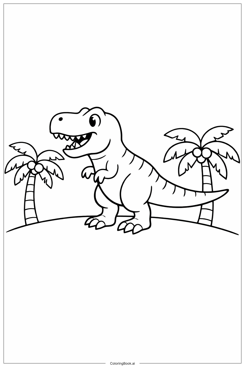  Trang tô màu Khủng long Tyrannosaurus Rex cùng Cây cọ 