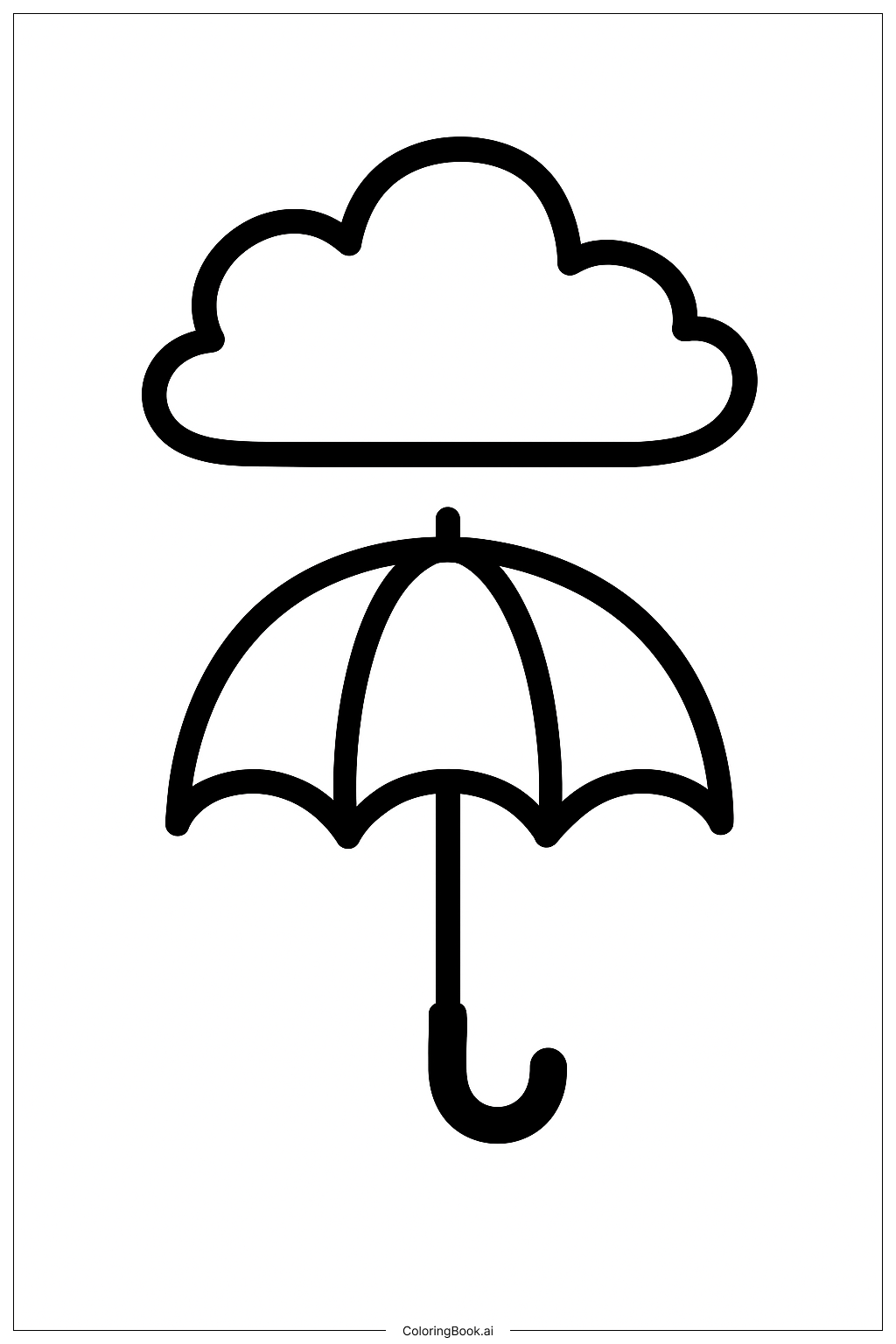 雨伞和云朵填色页