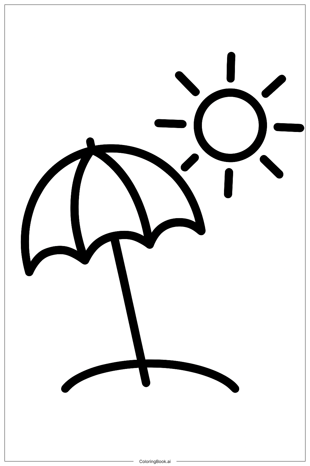 Página para colorear de Paraguas y Sol
