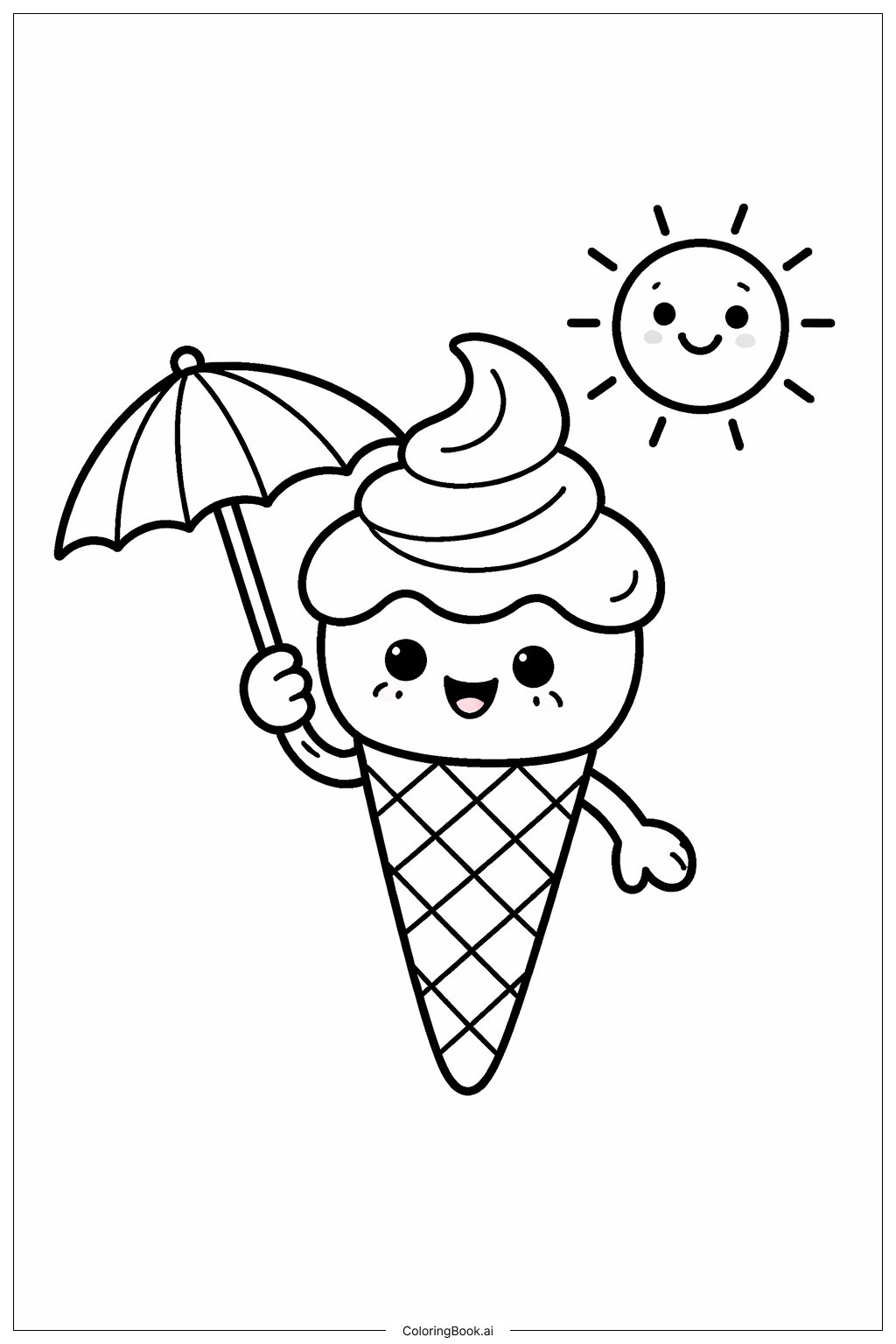  Regenschirm-Eishörnchen Ausmalseite 