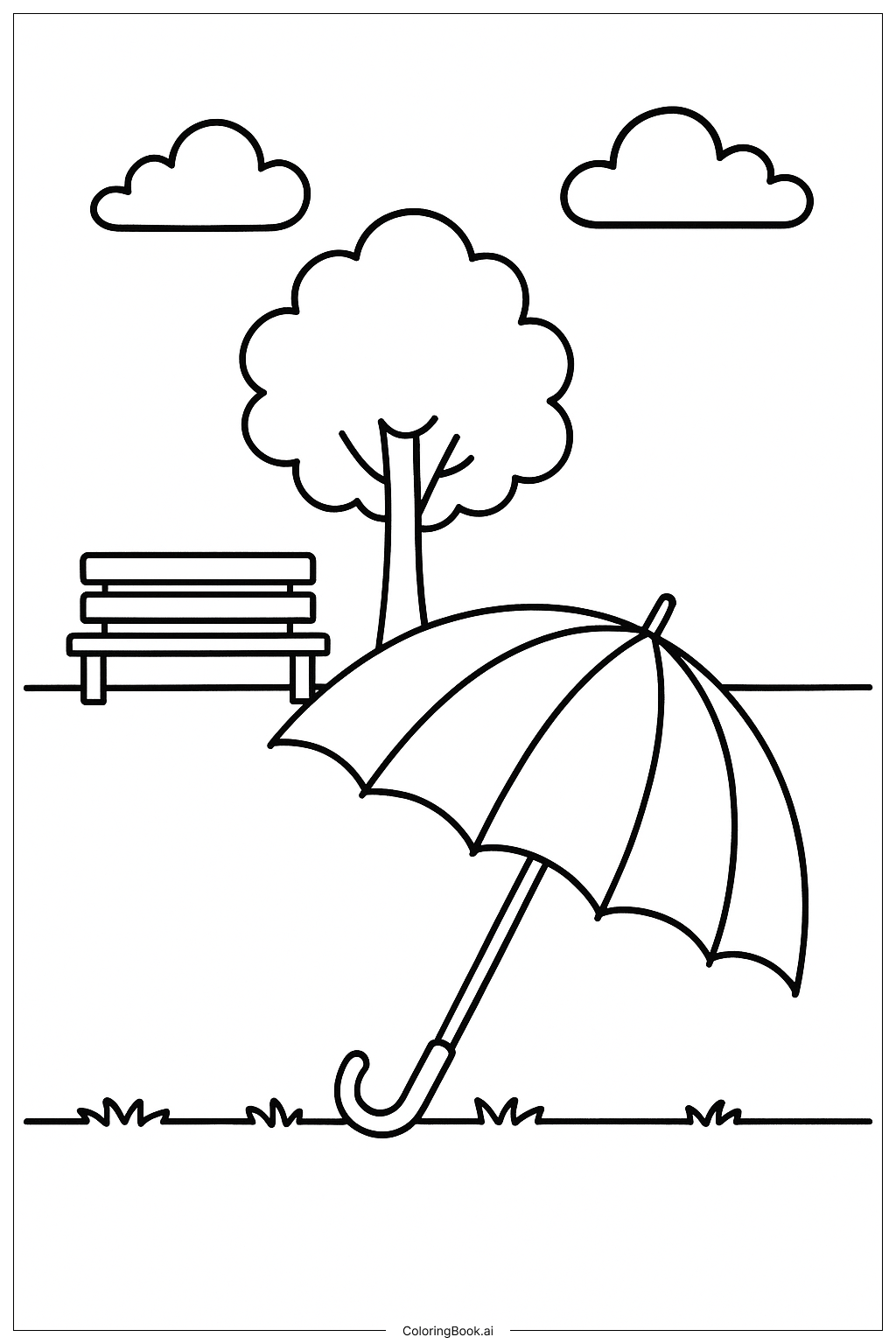  公园里的伞填色页 