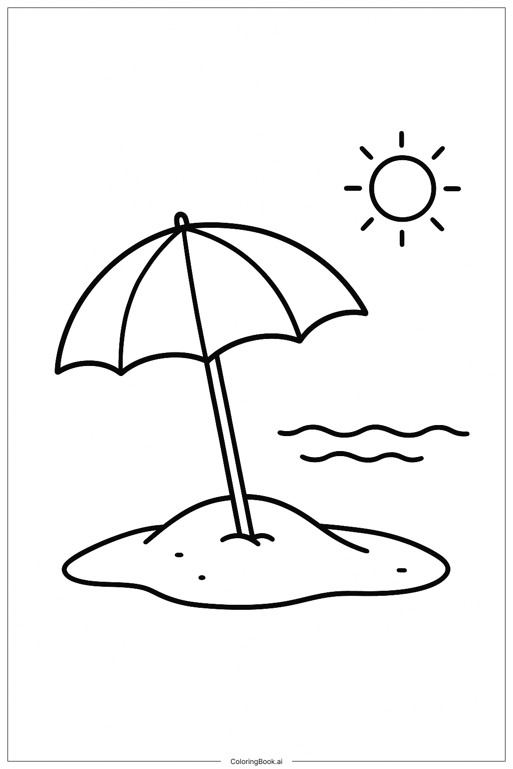 沙滩上的遮阳伞填色页 