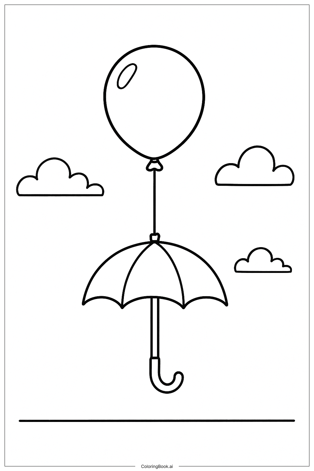 Página para colorear de Paraguas con globo