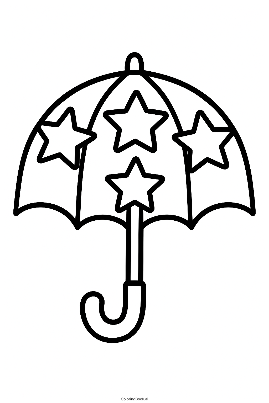  带星星的伞填色页 