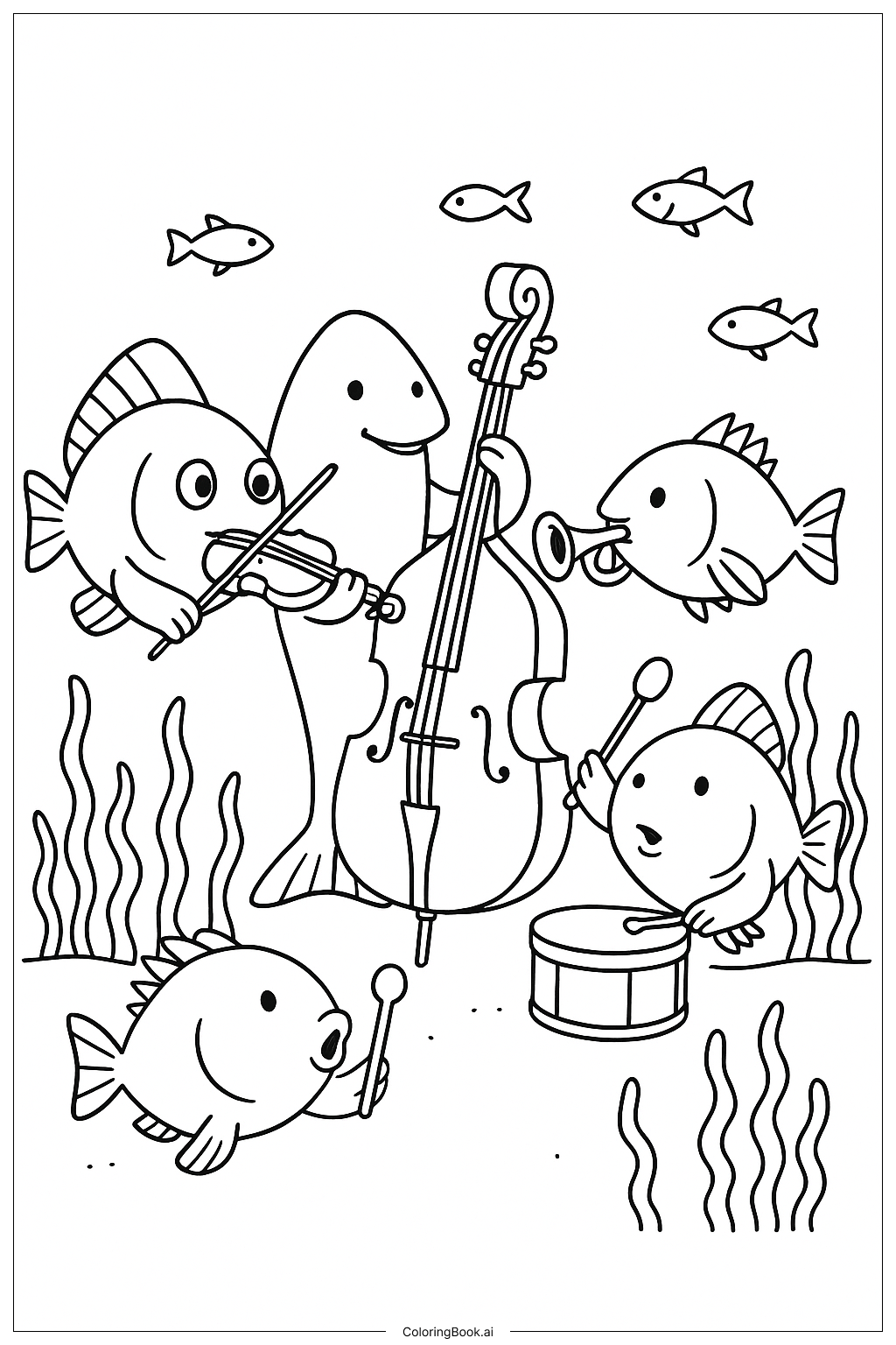  Página para colorear de Concierto de Música Submarina 