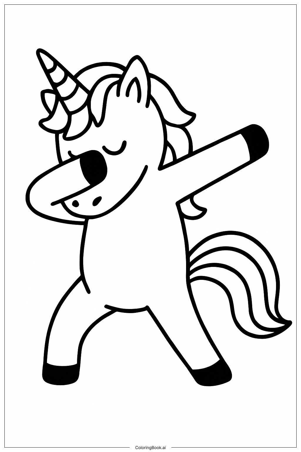ユニコーンレインボーダンスの塗り絵ページ