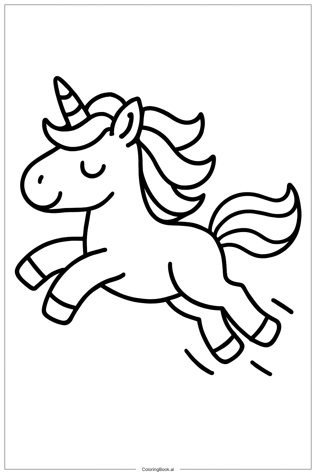 ユニコーンレインボージャンプの塗り絵ページ