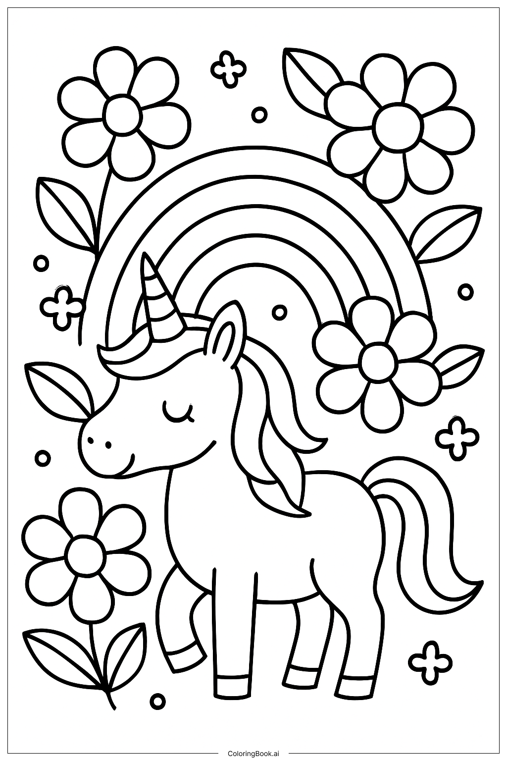 Kỳ Lân Cầu Vồng Với Hoa