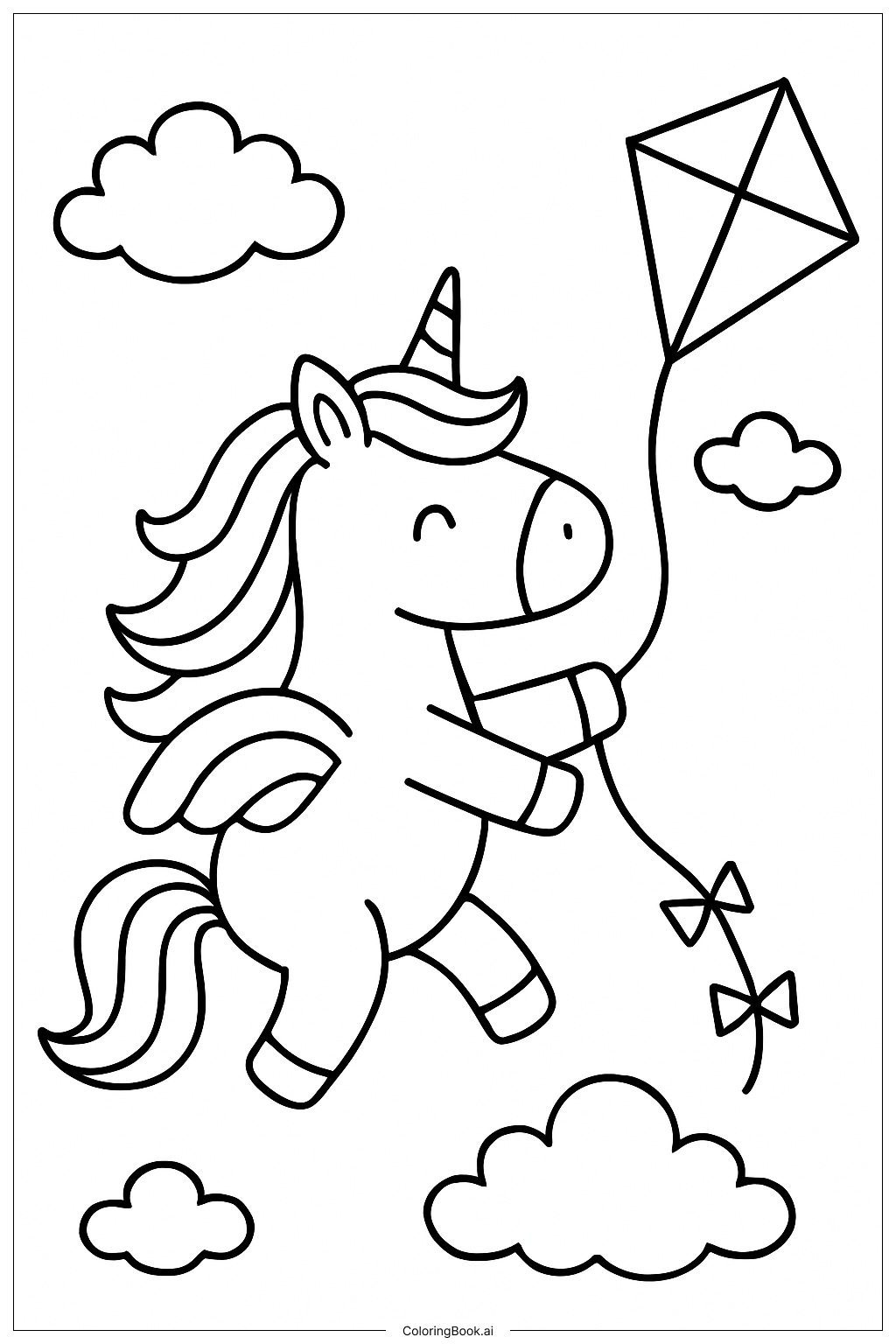  Trang tô màu Kỳ Lân Cầu Vồng Với Diều 