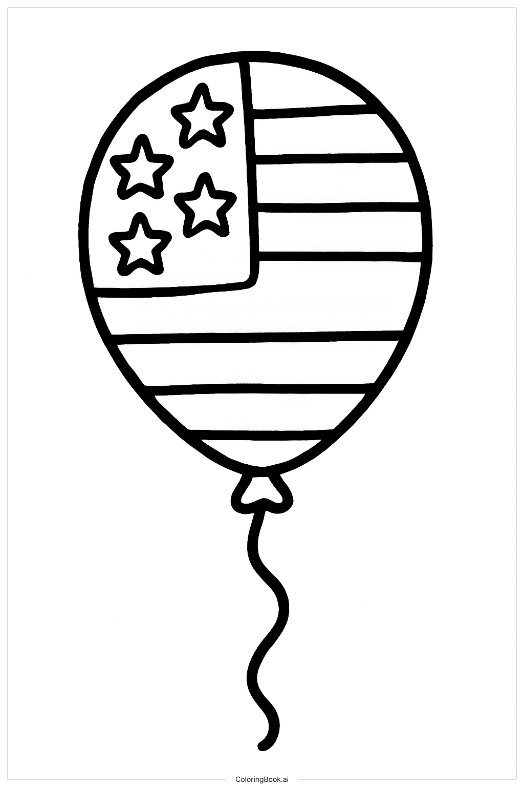  アメリカ国旗の風船の塗り絵ページ 