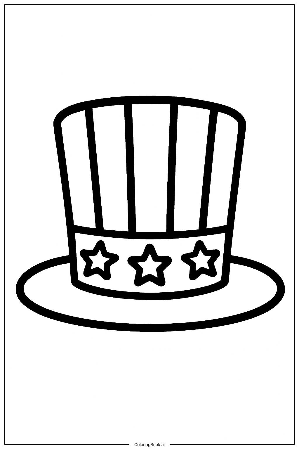  アメリカ合衆国旗の帽子の塗り絵ページ 