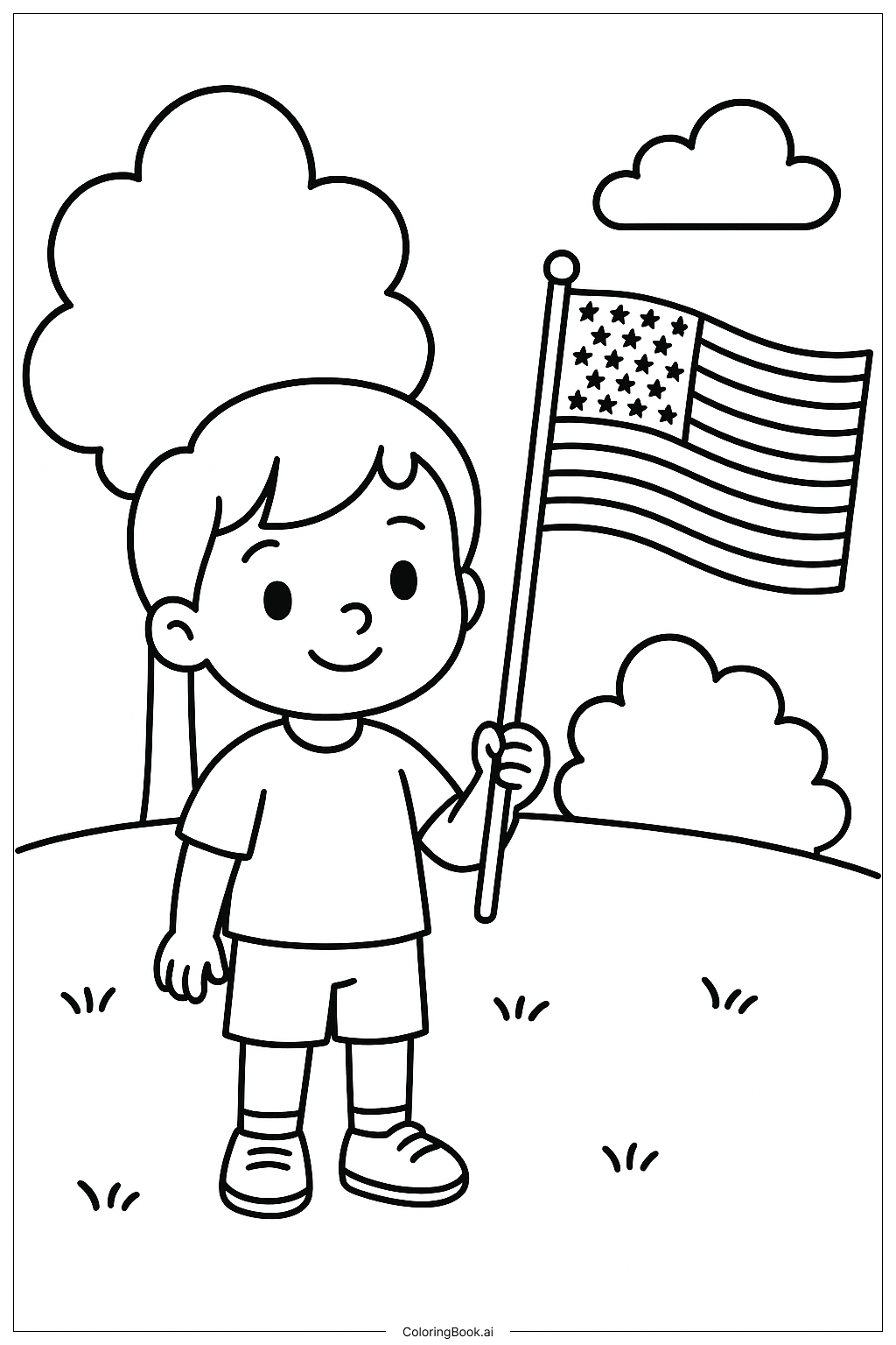 子供が持つアメリカ国旗