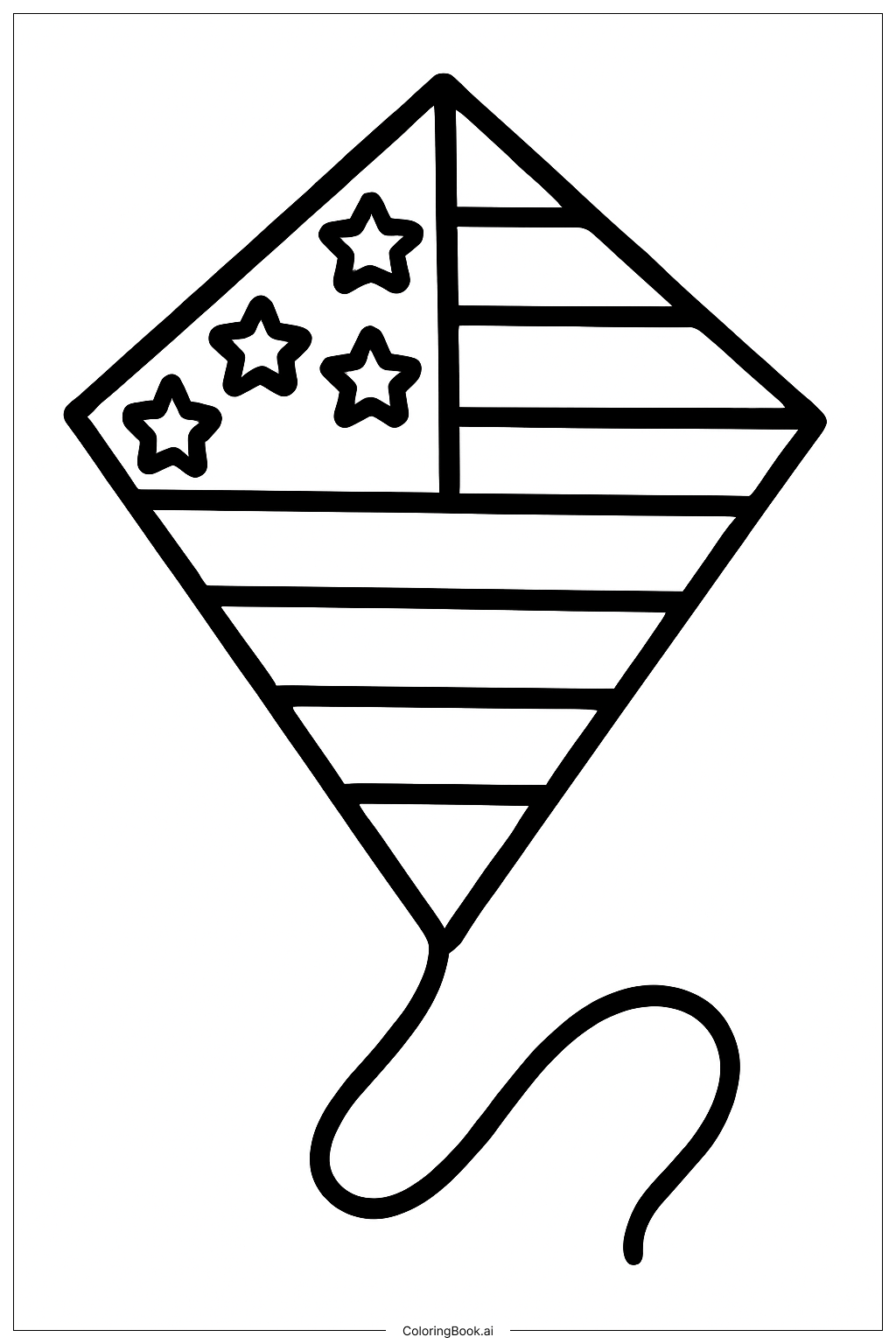  アメリカ合衆国旗の凧の塗り絵ページ 